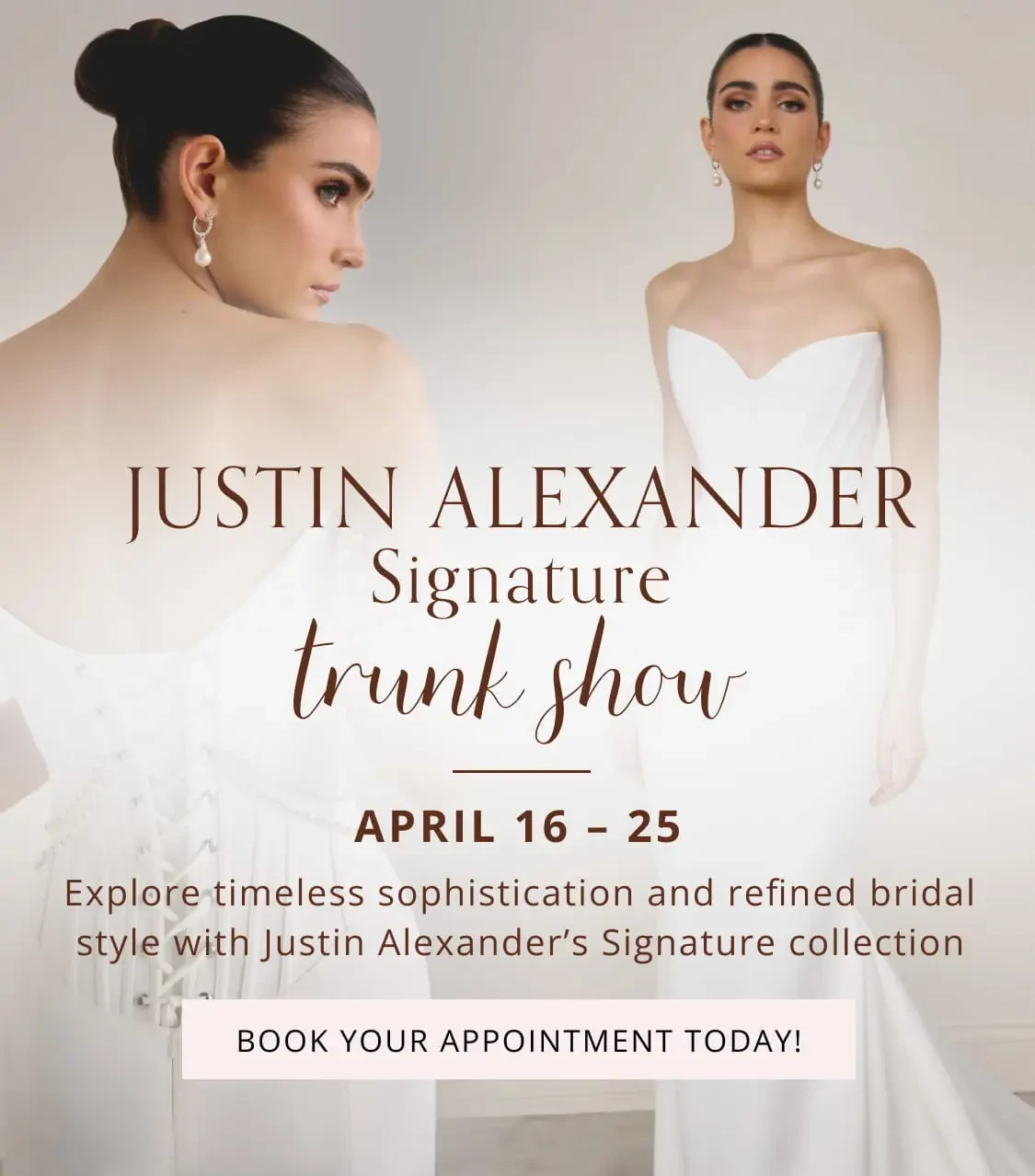 Justin Alexander Signature Trunk Show Mobile Banner