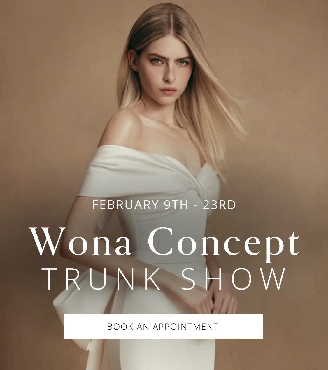 "Wona Concept Trunk Show" banner for mobile